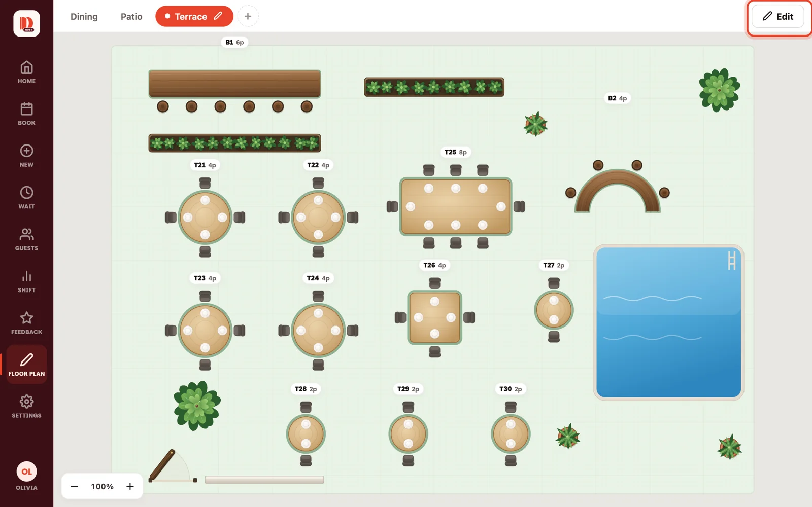 The floor plan with the Edit button